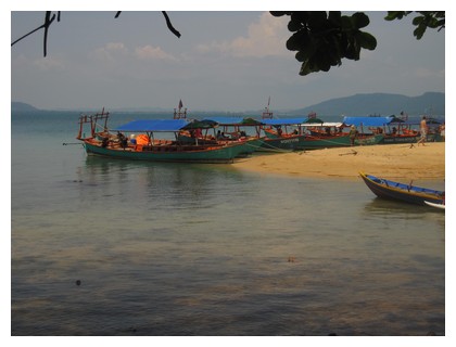 Boats on Bamboo island in Cambodia