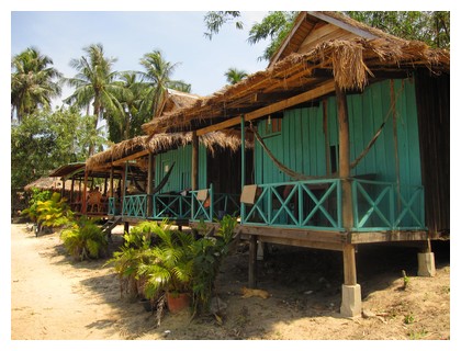 Bungalows on Bamboo island in Cambodia