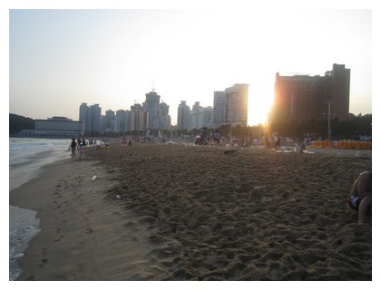 Busan beach at sunset