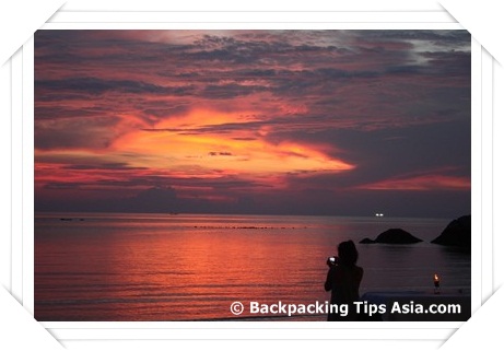 Sunset at Had Yao beach in Koh Pha Ngan, Thailand