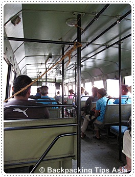 Taking the local bus to Kovalam beach from Trivandrum