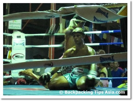 Foreign fighter at a muay thai fight in Koh Phangan