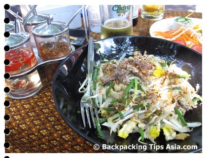 Pad thai at a restaurant in Soi Rambuttri in Bangkok, Thailand