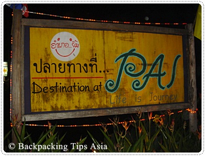 The welcome sign in Pai Thailand