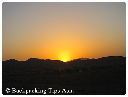 Sunset in the desert of Pushkar, India