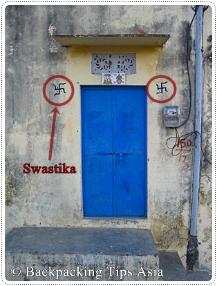 Swatika on door in Pushkar, north India