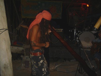 Local guy testing the didgeridoo at Sunflower Bar in Ko Phi Phi