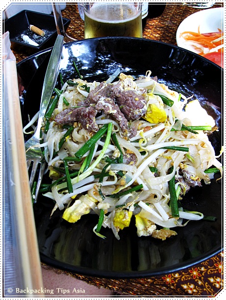 Pad Thai with beef in Thailand