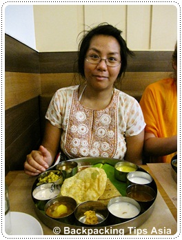 eating south indian food at Azad restaurant in Trivandrum in Kerala state